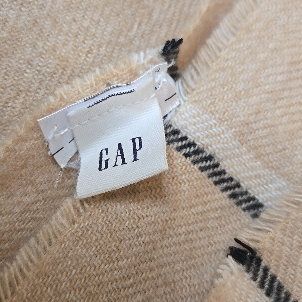 GAP Cream Plaid Winter Scarf Unisex‎ Cozy Warm - Picture 3 of 4